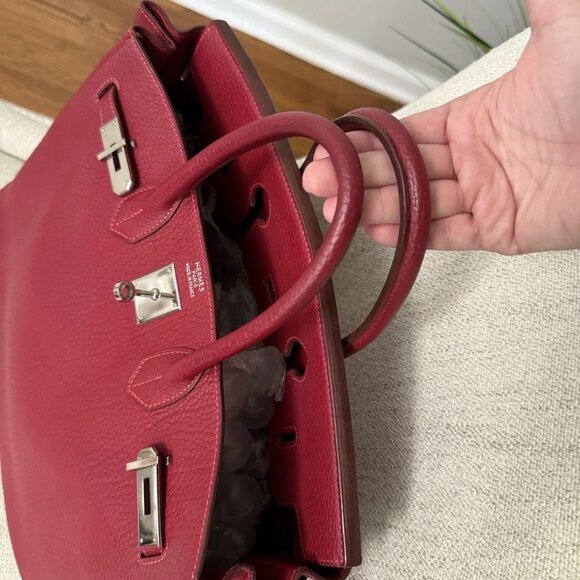 Authentic Birkin HAC 32 Haut à Courroies Fjord leather framboise satchel - Picture 8 of 13